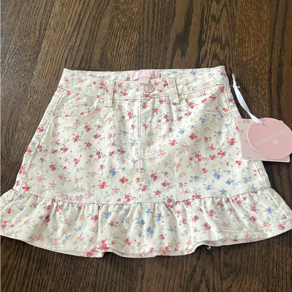 Love Shack Fancy x Target floral Jean Skirt.  NWT